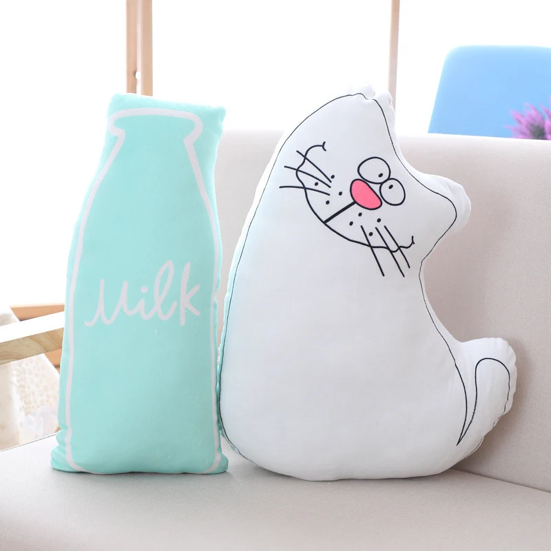 New Arrival Quality Milk Bottle and Cat Soft Pillow Toys Children Sleeping Appease Soothing Baby Toy Huggable Dolls Decor | Игрушки и