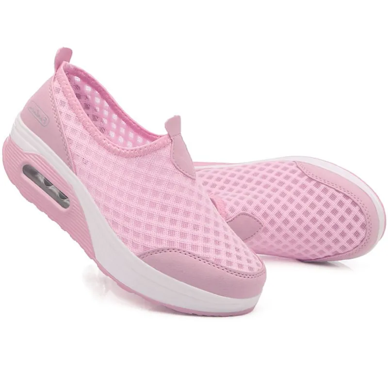 Женская дышащая обувь на плоской платформе; женская летняя обувь; zapatos Mujer; кроссовки на танкетке; удобная повседневная прогулочная женская обувь; WSH3280