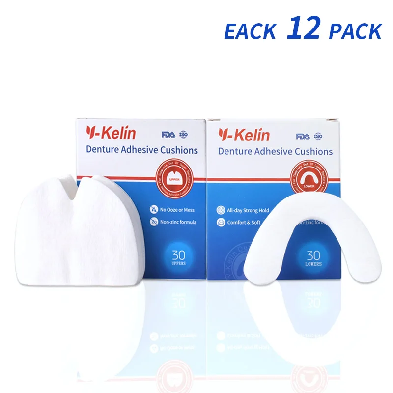 Y-Kelin Denture Adhesive Cushion Upper + Lower each 12 packs 1 year supply