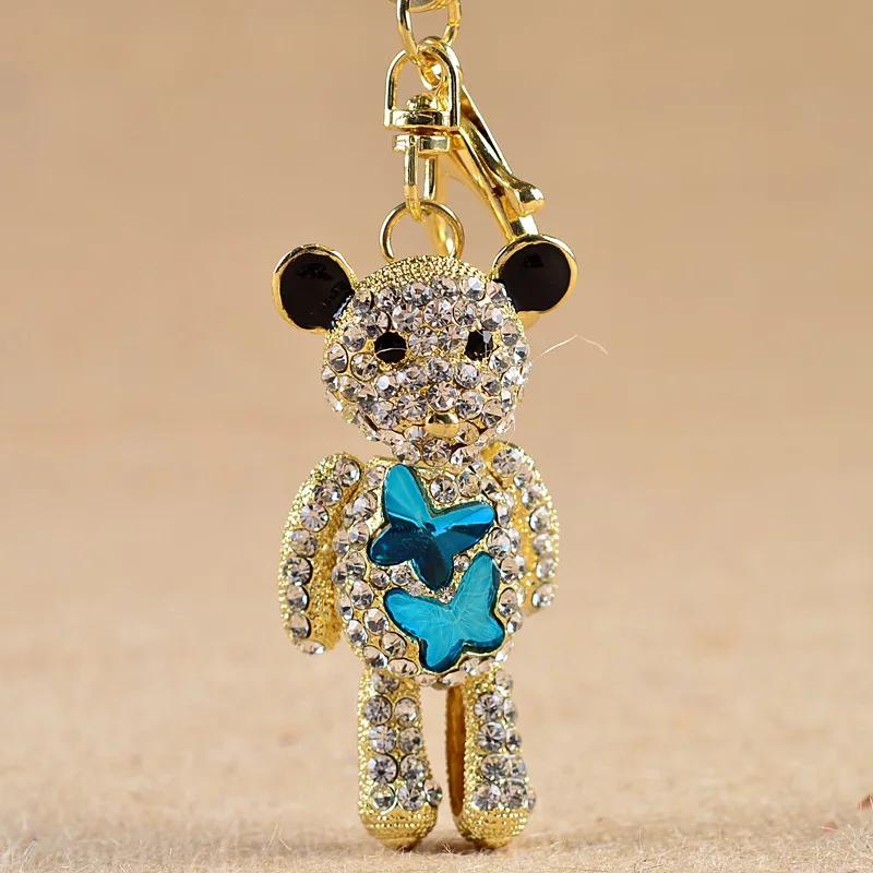 Новый Медвежонок металлический брелок для женщин Модный кристалл милый