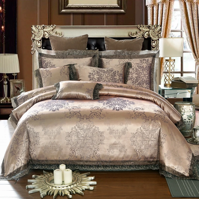 

4Pcs AB side European jacquard Luxury Bedding Sets/Bedclothes King Queen size Duvet Cover Bed Sheet Linens set Pillowcases