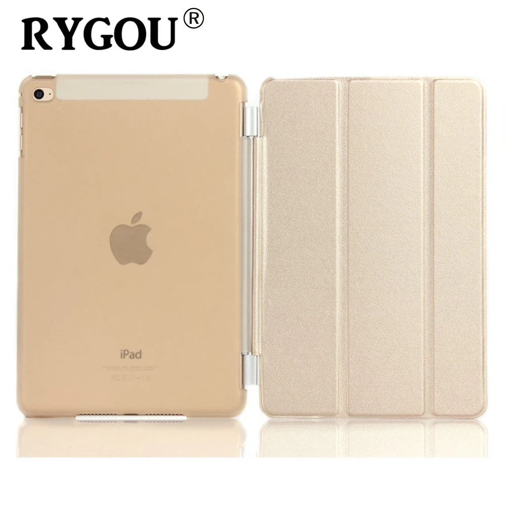 

RYGOU для Apple iPad mini 4 искусственная кожа магнитный передний умный чехол + кристально Жесткий задний Чехол/ТПУ сплошной цвет мягкий чехол