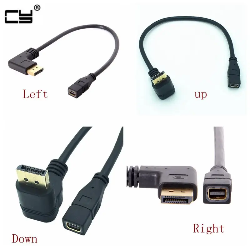 Вверх и вниз влево вправо 90 градусов под углом Thunderbolt Mini DisplayPort Female To DP Male кабель