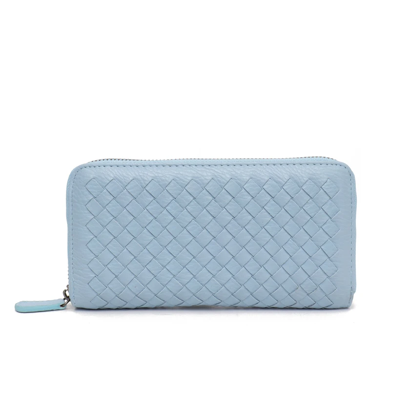 SKY BLUE SC женские кошельки, Женский тканый длинный клатч ручной работы, Дамский брендовый Кошелек для монет для девушек, новая мода, кошелек из искусственной кожи, держатель для карт с несколькими карманами - Цвет: SKY BLUE