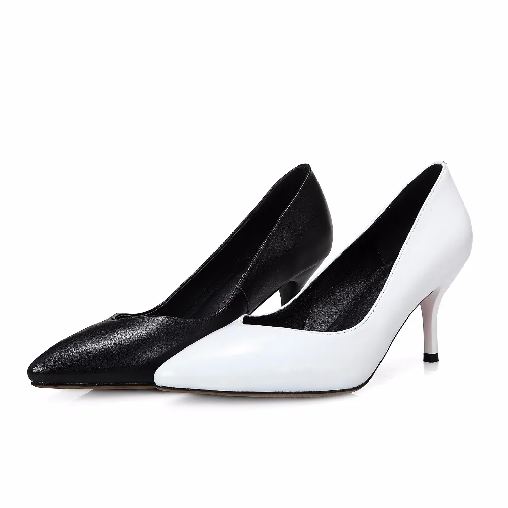 Туфли лодочки женские из натуральной кожи на высоком каблуке размеры 34 43|white shoes