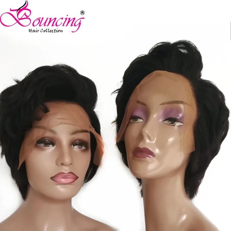 Подпрыгивающие волосы короткие Pixie Cut парики бразильские человеческие волосы remy парик для черных женщин 2 шт./партия