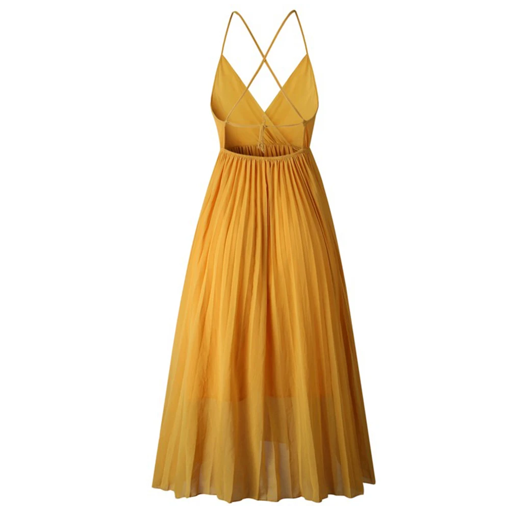 

2021 Women Summer Boho Strappy Long Dress Sexy Backless Party white Dress Beachwear Sundress