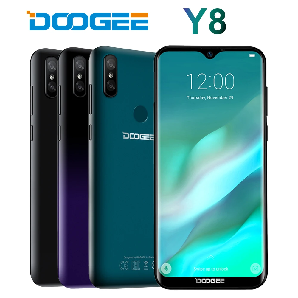 DOOGEE Y8 Android 9 0 MTK6739 четырехъядерный смартфон 6 1 дюймов FHD 19:9 8 Мп + 3 Гб 16 3400 мАч 4G LTE