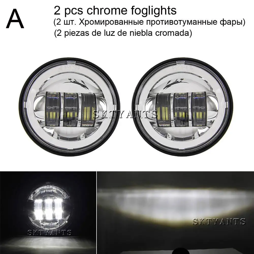 A chrome lamps 2 шт., 4,5 дюймов, светодиодный светильник для мотоцикла, вспомогательная лампа, кронштейн, аксессуары, противотуманный светильник, корпус 4 1/2, черный хром - Цвет: A chrome lamps