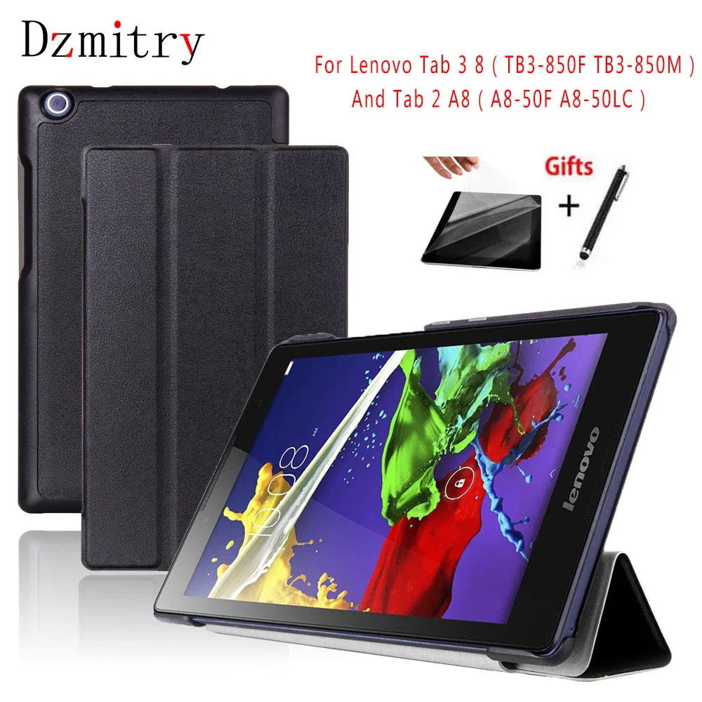 Чехол для планшета Tab 3 8 чехол 2 A8 подставка Lenovo Tab3 Tab2 850f 850m + Защитная пленка
