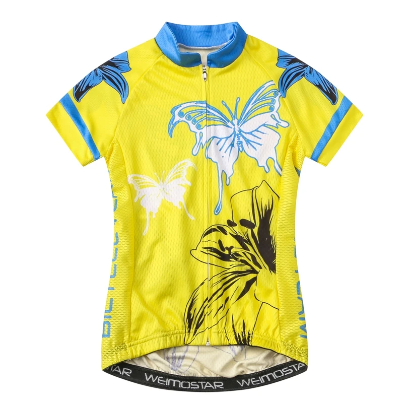 Женская велосипедная майка Weimostar с желтой бабочкой форма 2018|Майки для велоспорта|