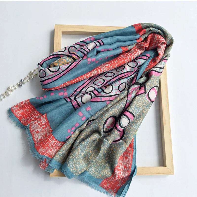 Женская теплая Пашмина Marte & Young шарфы из полиэстера с принтом в богемном стиле