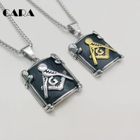 2019 new 2 tone stainless steel curved free mason square table pendant necklace men stylish fashion jewelries accessory cara0404