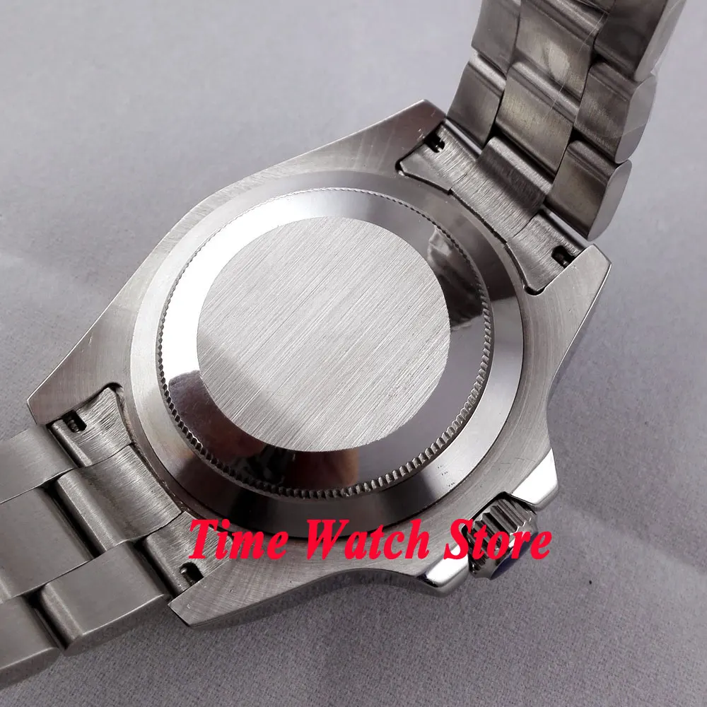 Часы Bliger 43 мм черные стерильные часы светящиеся стрелки GMT Безель сапфировое