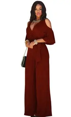 Комбинезон женский с V-образным вырезом свободный клубный размера плюс