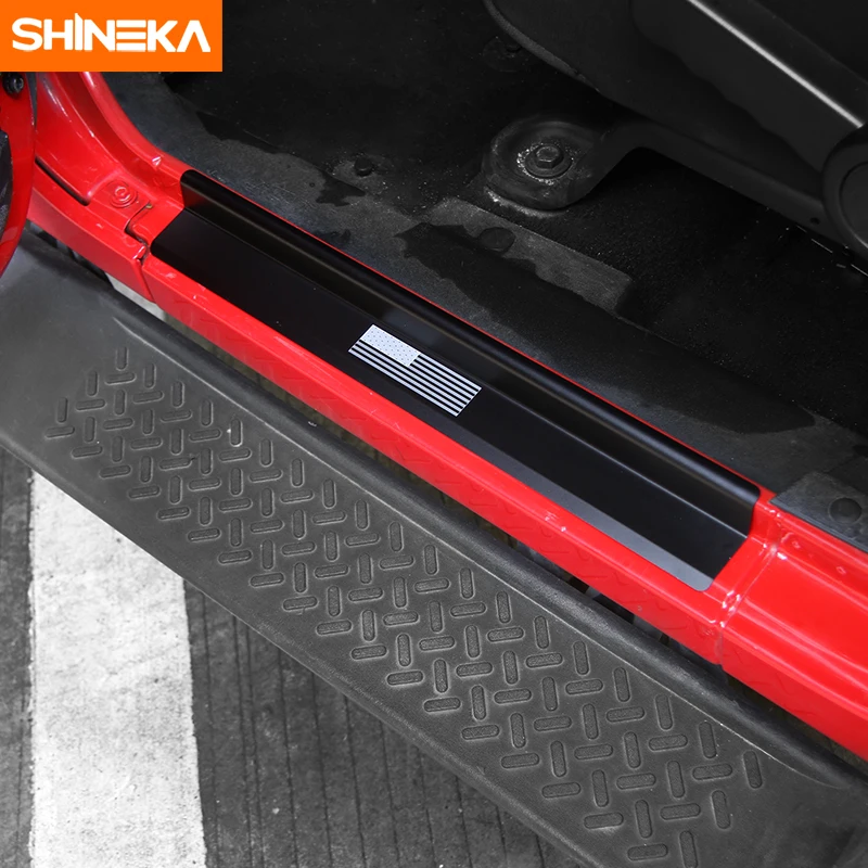 SHINEKA для Jeep Wrangler JK 2007- 4 порога Накладка защита сверхмощный Алюминиевый Порог протектор наклейки отделка