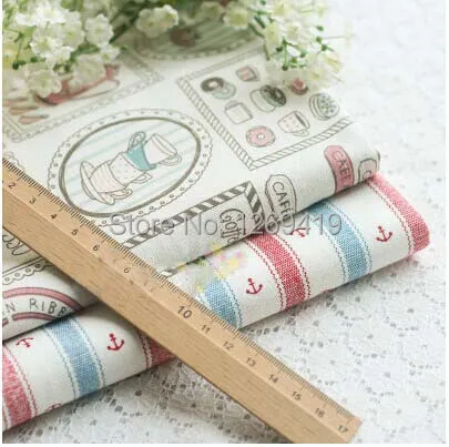 2 дизайна Модная хлопковая льняная ткань-кафе на море сделай сам Пестрая ткань