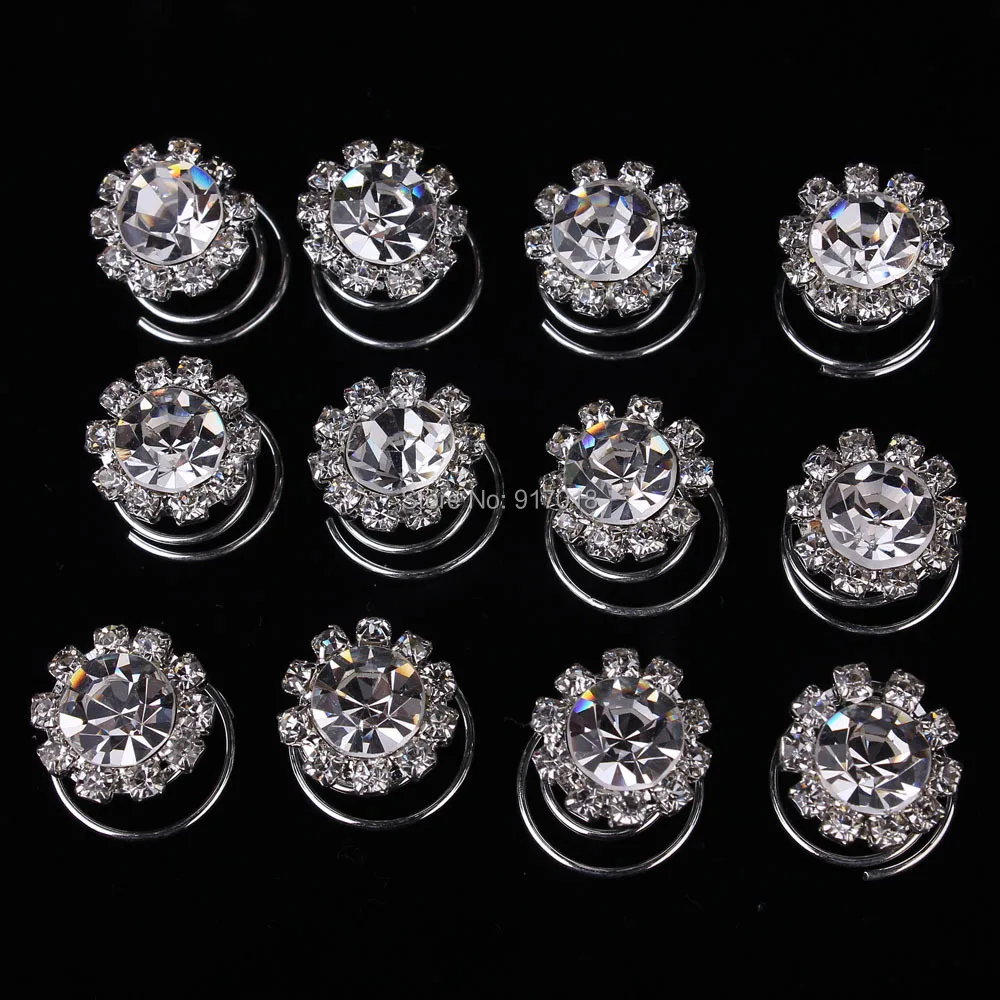 Оптовая продажа 12 шт. Лот Кристалл горный хрусталь жемчуг цветок волос Twists