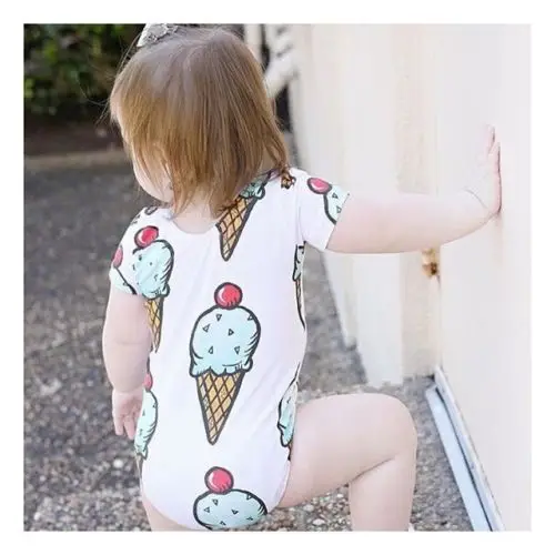 Новинка 2018 летний Стильный комбинезон для мороженого милая детская одежда с