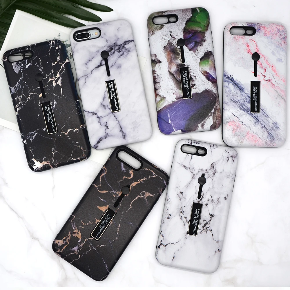 AXBETY For iphone 7 6s 6 XS MAX/XR/8 Plus Fashion Marble silicon Ring Phone Cases 8 Case Hide Stand Holder Cover 6S |