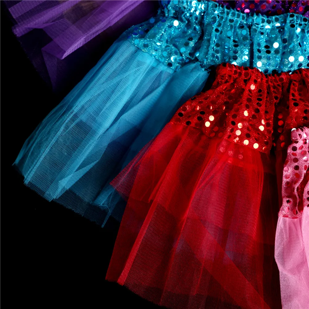 Летняя Детская блестящая танцевальная юбка пачка со звездами для девочек