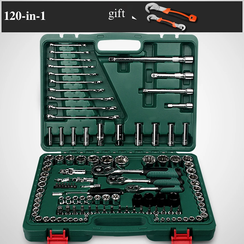 120-in-1 Combination Repairing Kit Handtool Set for Auto Motorcycles Generator Engine Tyre Socket Rachet Wrench Hand Tool | Инструменты