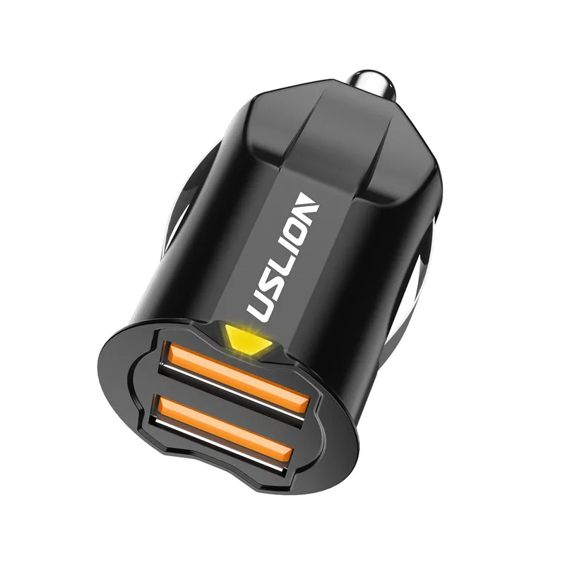 Black USLION Mini Dual USB Автомобильное зарядное устройство 2 порта прикуриватель 12 В 2.1A быстрое автомобильное зарядное устройство адаптер питания для мобильного телефона планшета gps - Тип штекера: Black
