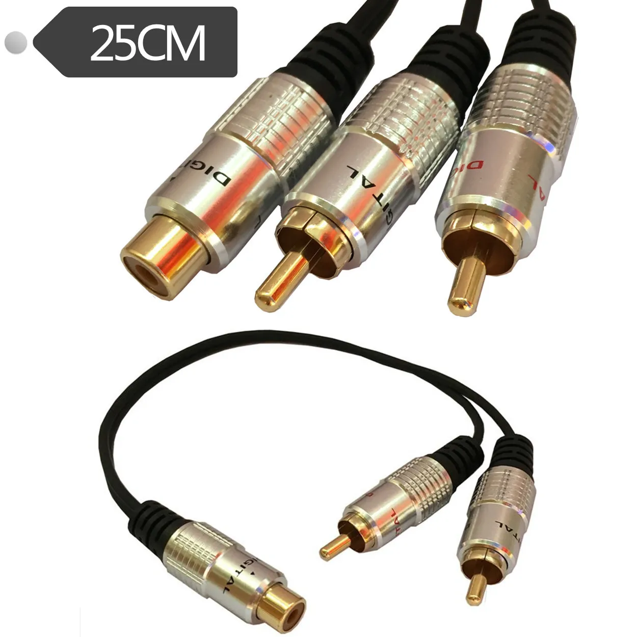 Алюминий чехол с позолотой 1RCA женский 2RCA мужской аудио видео лотоса линия