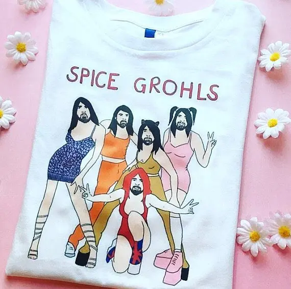 Футболка Rock Spice Grohls высокая мода крутой принт женские футболки из белого хлопка