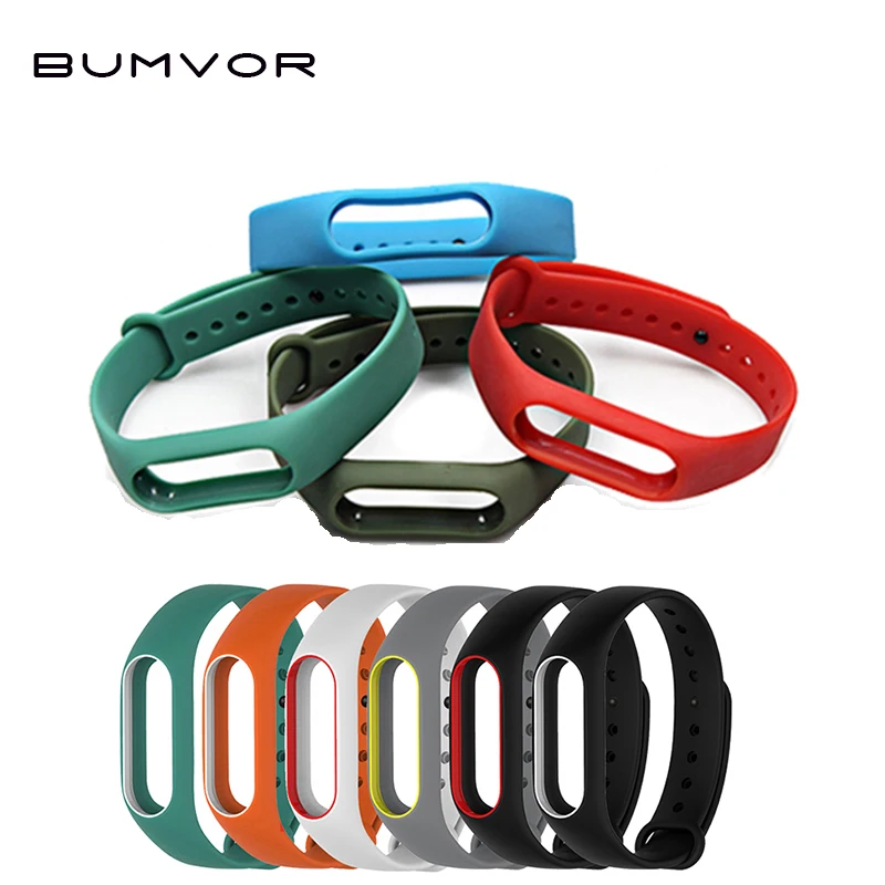 BUMVOR двойной цвет mi Band 2 аксессуары Pulseira mi band 2 ремешок сменный силиконовый ремешок для xiaomi mi2 умный Браслет