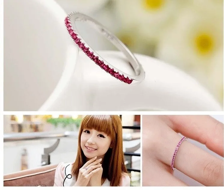 Wedding Rings Jewelry Parties Decoration Simple Ring With Purple Red Stone Valentine'S Day Gifts Women Moda Feminina 2016 YR029 |