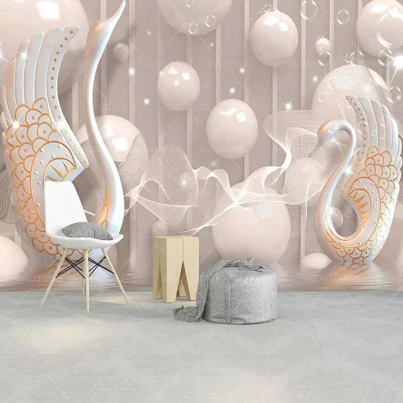 3D обои на заказ любого размера современный лебедь Ювелирное Украшение настенная