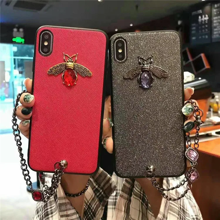 Luxury Fashion brand Diamond Bee Glitte with Bracelet case for iphone 6 S 7 8 plus X XR XS Max 7plus 8plus cute back cover capa |