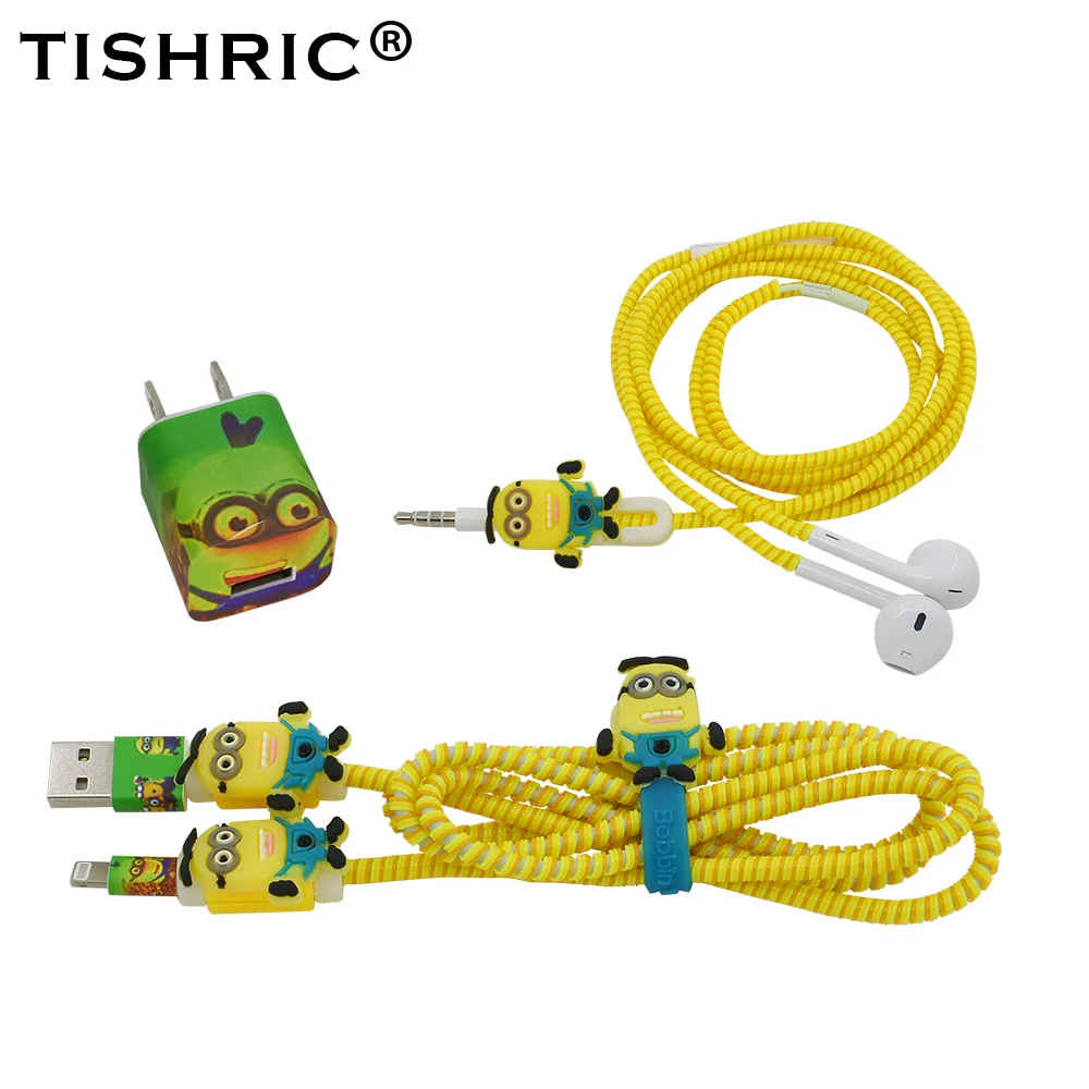 XHR Для iphone 5/6/6S/iphone 7 Plus/8 мультфильм животных наушники чехол USB кабель для наушников с кабельным Стикеры для намотки органайзер, скрепленный спиралью - Цвет: XHR