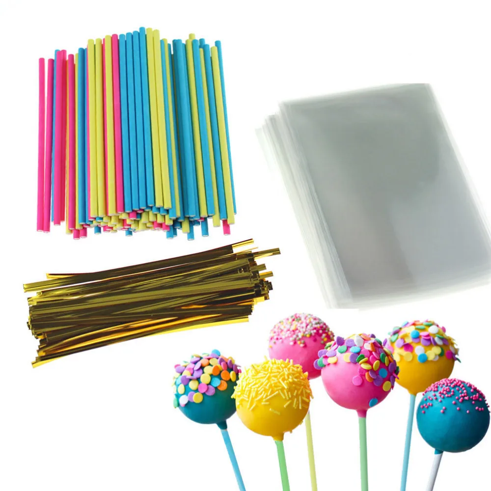 Набор пластиковых палочек и пакетов для леденцов Lollipop Sticks Pop Treat Bag Set для конфет, шоколада, сахара, DIY формы.