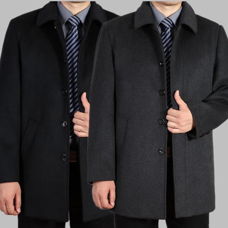 

2018 new arrival men's wool coat medium-long male thickening cashmere larrge outerwear winter trench plus size M L XL 2XL 3XL4XL