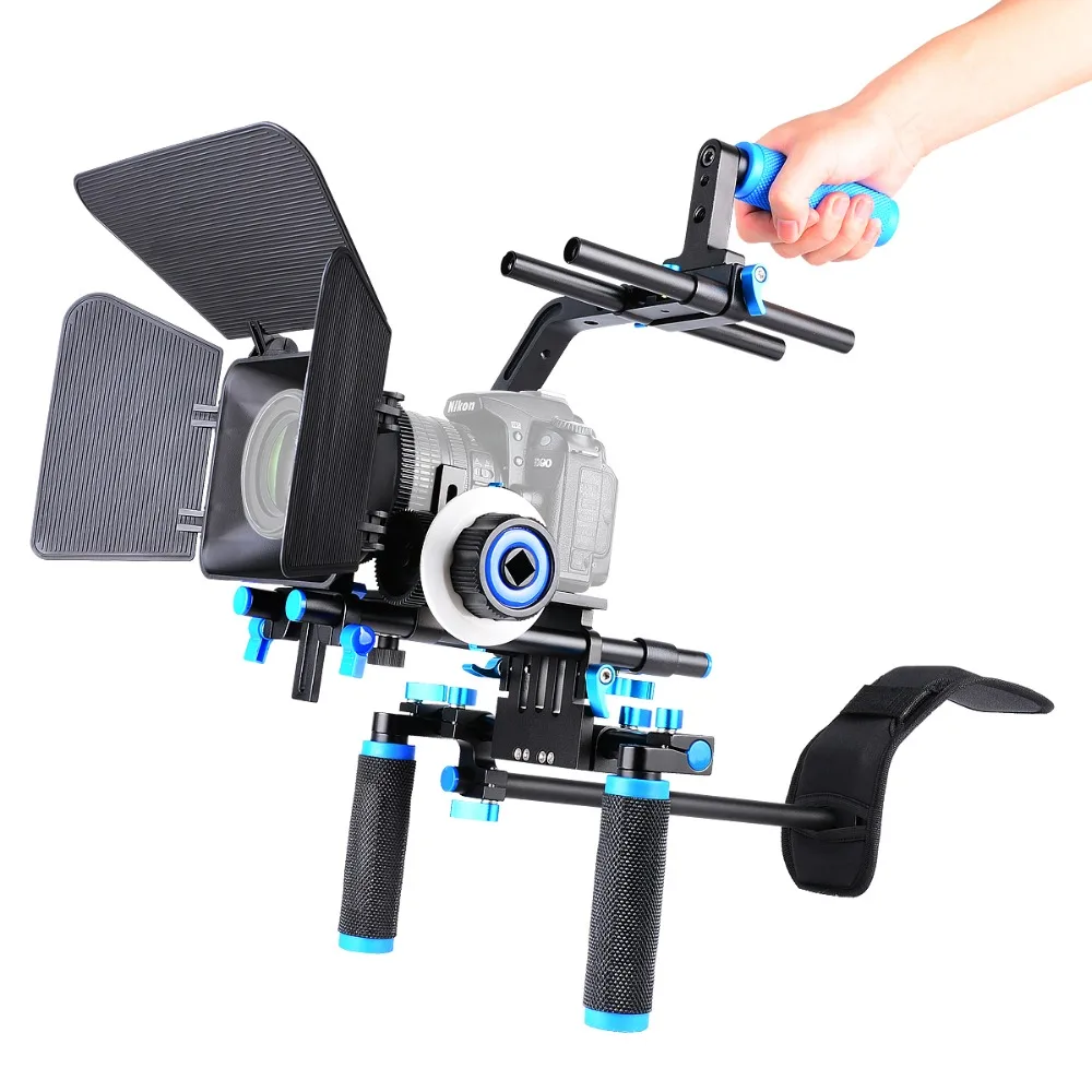 Handheld Shoulder mount DSLR Video Camera Stabilizer Movie Film Support Kit with Top Hand Grip+Matte Box+Follow Focus+C Shaped|follow focus|camera
