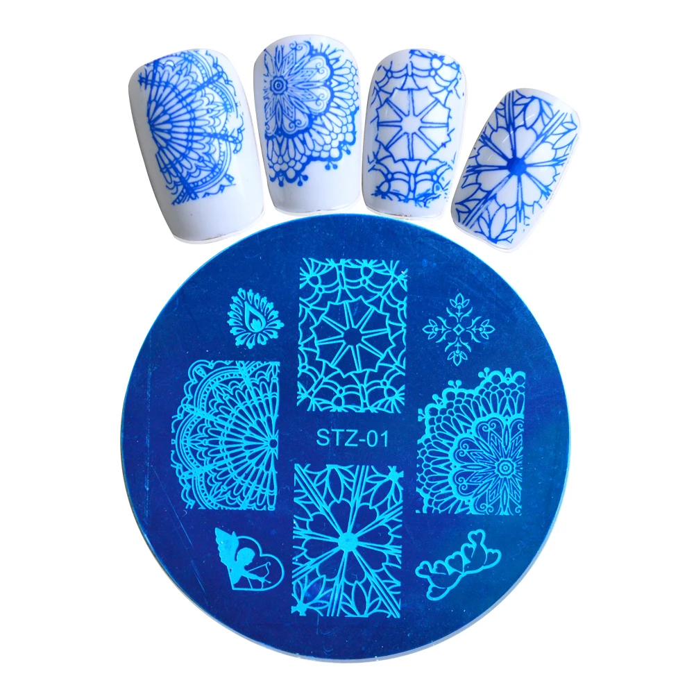 10 шт./лот красивые цветы бабочки кружевные узоры штамп для ногтевого дизайна