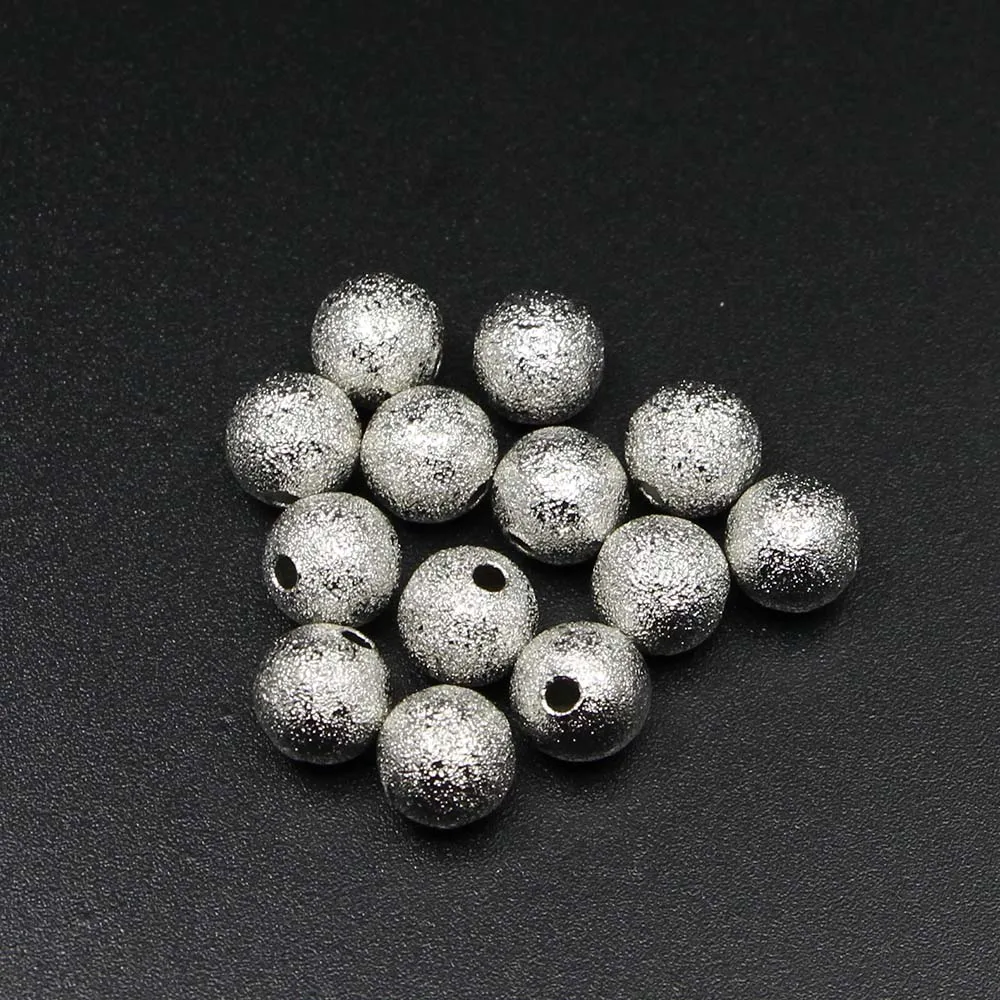 OMH Wholesale 100pcs 4 6 8 10 12mm Silver Gold Copper Spacer Frosted Ball End Seed Beads Necklace Bracelet Jewelry Making AC57 | Украшения