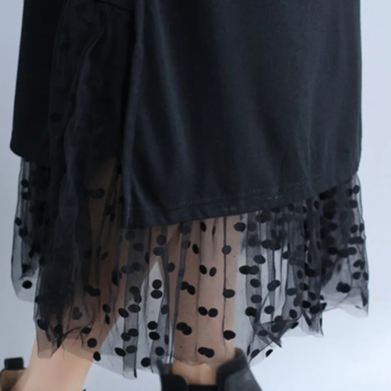 Женское кружевное платье LANMREM повседневное свободное однотонное с круглым