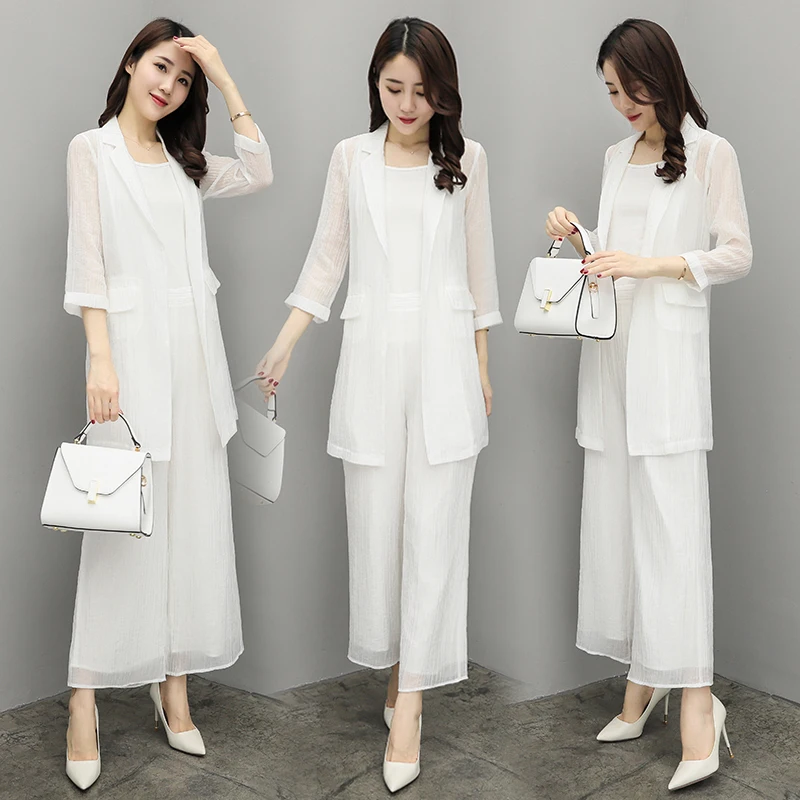 Новый женский костюм куртка брюки с широкими штанинами модный Повседневный