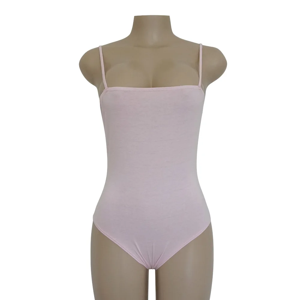 pink bodysuit Повседневный однотонный хлопковый комбинезон, сексуальный Облегающий комбинезон на бретельках с открытой спиной, женский элегантный летний комбинезон без рукавов для женщин - Цвет: pink bodysuit