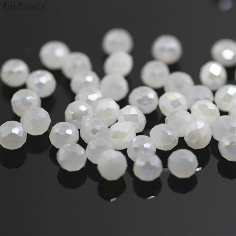 jade white ab AnnBeady, одноцветные, зеленые, 3*4 мм, 145 шт, Rondelle, австрийские граненые Хрустальные стеклянные бусины, свободные разделительные бусины для изготовления ювелирных изделий - Цвет: jade white ab
