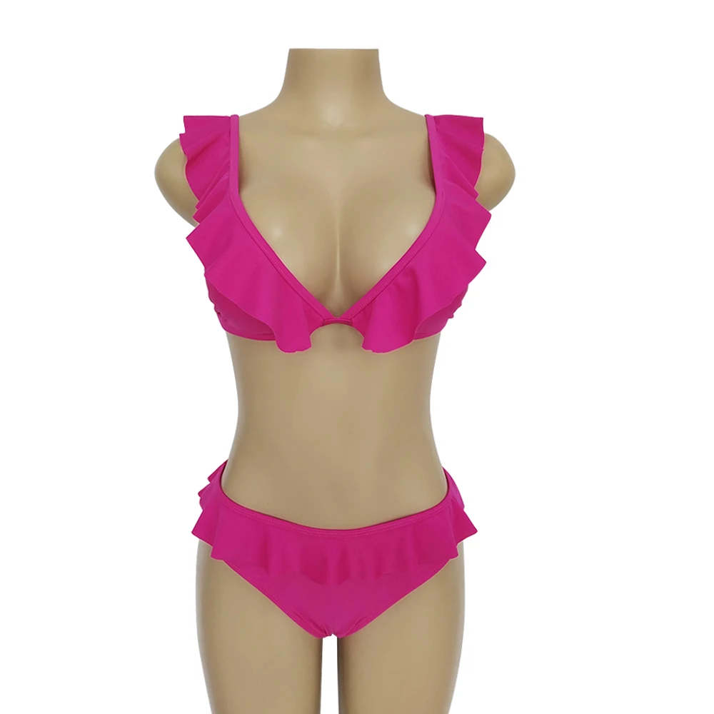 2019 новые купальники женские сексуальные Раффлед открытая спина треугольник пуш