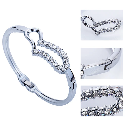 Bluelans женские любовь сердце Блестящий Кристалл горный хрусталь браслеты с