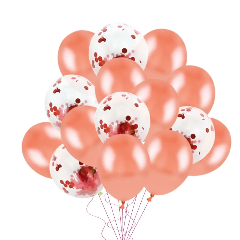 15pcs balloons 3 Розовое золото с днем рождения воздушные шары вечерние воздушный шар "Конфетти" латексные шары на день рождения украшения для взрослых детей Свадебные Воздушные шары - Цвет: 15pcs balloons 3