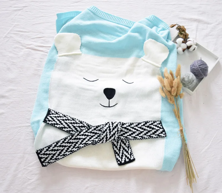 Bear Baby Blanket Knitted Thread Blankets Throw on Sofa Bed For Newborn Kids Children Swaddle Soft Sleeping Mat Bedding Cover |
