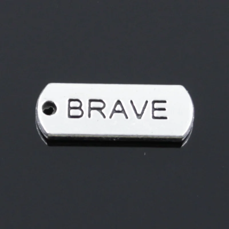 10 шт. амулеты forever faith hope brave love blessed believe dream fearless family 21x8 мм тибетские серебряные DIY старинные подвески - Окраска металла: brave