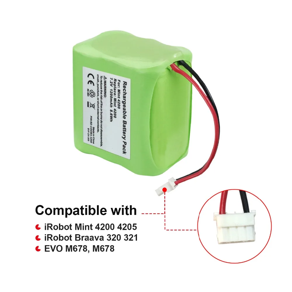 Melasta 7 2 V 1200mAh NiMH сменная батарея для iRobot Roomba Mint 4200 4205 Braava 320 321 очиститель пола 4408927 EVO