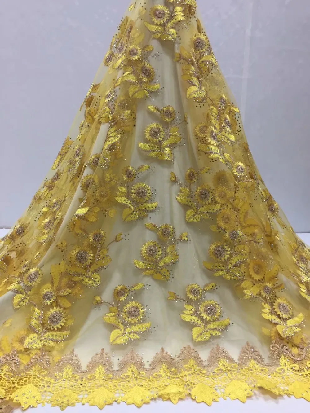 Высокое качество Африканский кружевной ткани Net 2019 французский тюль с камнями в